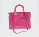 Christian Dior Lady Dior Hand Bag Lamb Skin 2way Pink Silver Auth 163880SAM-2