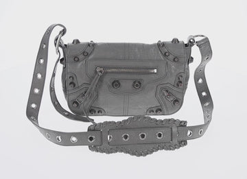 BALENCIAGA Flap Bag XS Shoulder Bag Leather 2way Gray Silver 719082 Auth 128190M - 0