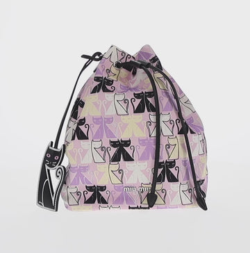 Miu Miu CANAPA CATS Pouch Canvas Pink Silver Auth sw1573M - 0