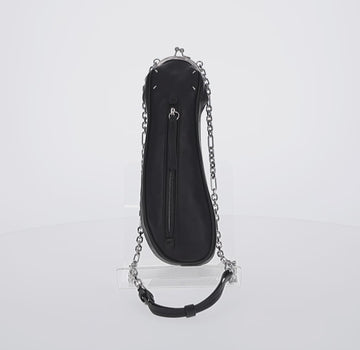 Maison Margiela Chain Tabi Style Shoulder Bag Leather Black Silver Auth 153102M - 0