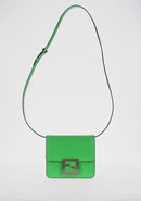 FENDI Fab Shoulder Bag Leather Green Gold Auth 133473M-2