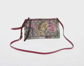 GUCCI GG Supreme Bengal Tiger Flower Bag PVC Beige Gold 454111 Auth 154913SAM - 0