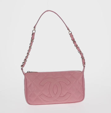 CHANEL Matelasse COCO Mark Chain Bag Caviar Skin Pink Gold CC Auth 156635SAM - 0