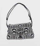 PRADA Signeau Shoulder Bag Canvas Black Silver 1BC165 Auth yk19619M-2
