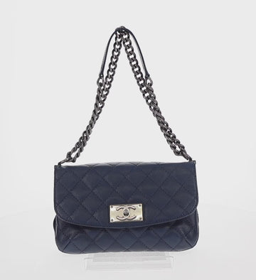 CHANEL Matelasse Chain Shoulder Bag Caviar Skin Navy CC Auth 154046SAM - 0