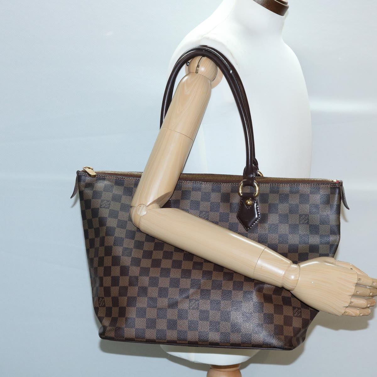 LOUIS VUITTON Damier Ebene Saleya MM Tote Bag N51182 LV Auth pt4190