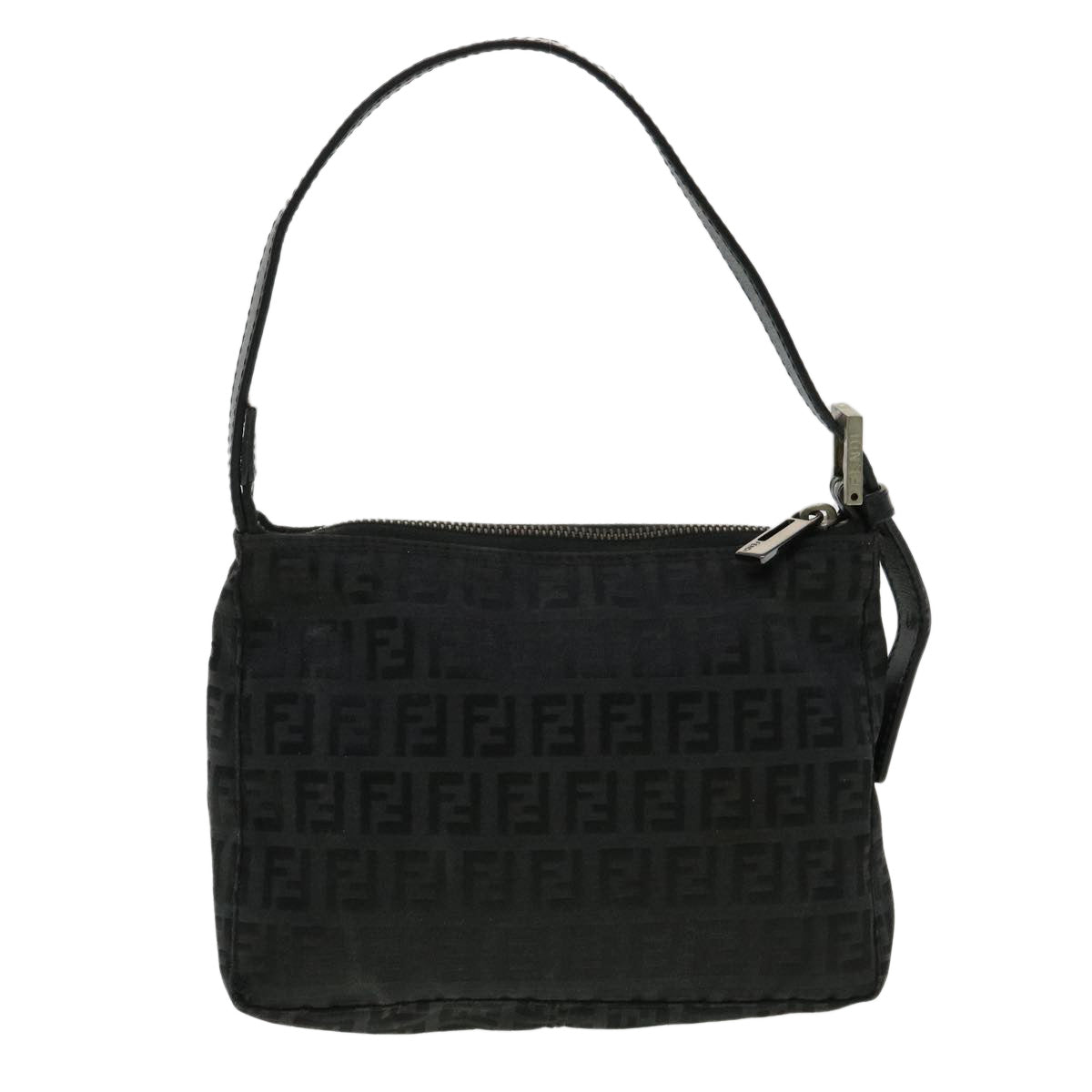 FENDI Zucchino Canvas Shoulder Bag Black Auth rd3664 - 0