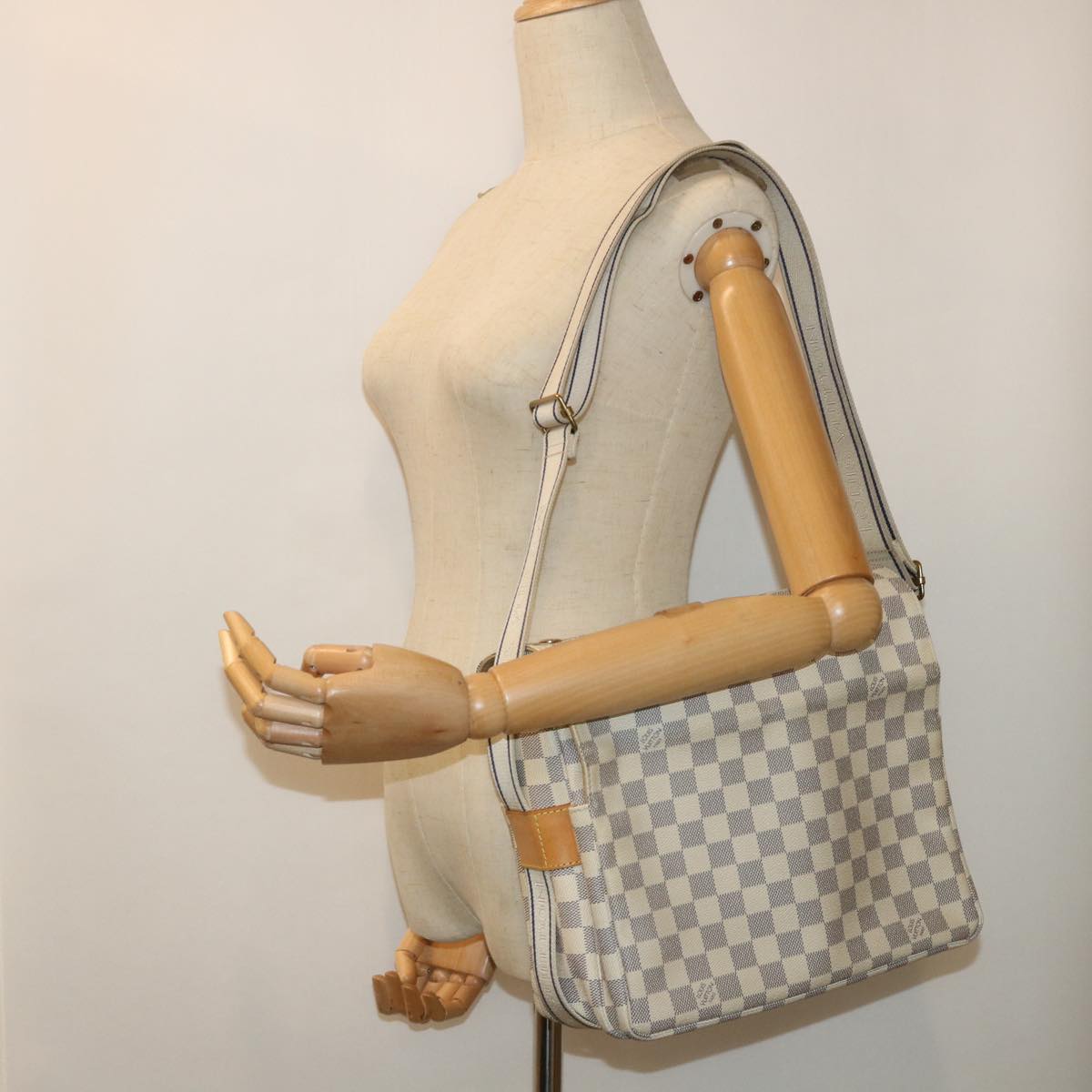 LOUIS VUITTON Damier Azur Naviglio Shoulder Bag N51189 LV Auth rd5801