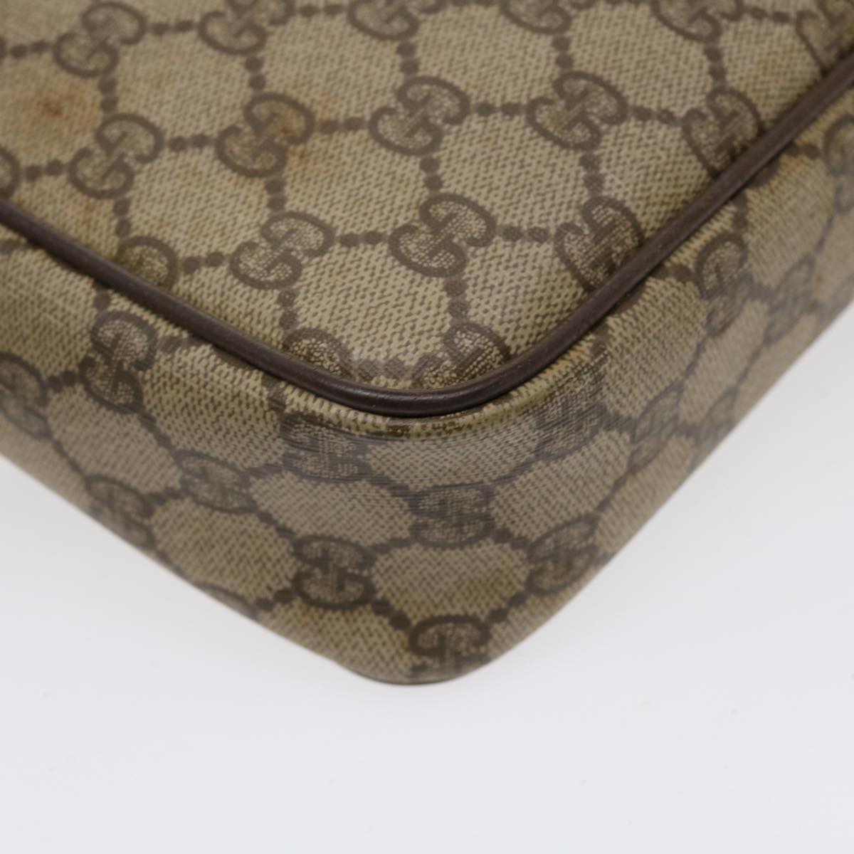 GUCCI GG Canvas Clutch Bag PVC Leather Beige 156.01.044 Auth ro882