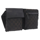 GUCCI GG Canvas Waist Bag Black Silver 28566 Auth RV029-1