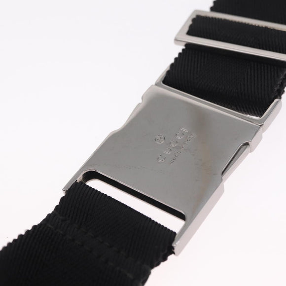 GUCCI GG Canvas Waist Bag Black Silver 28566 Auth RV029