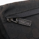 GUCCI GG Canvas Waist Bag Black Silver 28566 Auth RV029-17