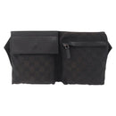 GUCCI GG Canvas Waist Bag Black Silver 28566 Auth RV029-2