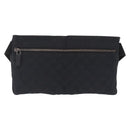 GUCCI GG Canvas Waist Bag Black Silver 28566 Auth RV029-3