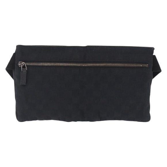 GUCCI GG Canvas Waist Bag Black Silver 28566 Auth RV029