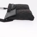 GUCCI GG Canvas Waist Bag Black Silver 28566 Auth RV029-5