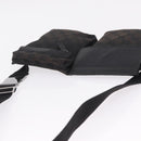 GUCCI GG Canvas Waist Bag Black Silver 28566 Auth RV029-6