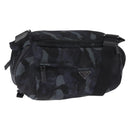 PRADA Camouflage Body Bag Nylon Navy Auth RV036A-1