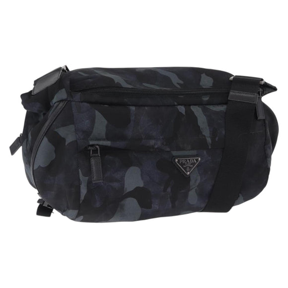 PRADA Camouflage Body Bag Nylon Navy Auth RV036A