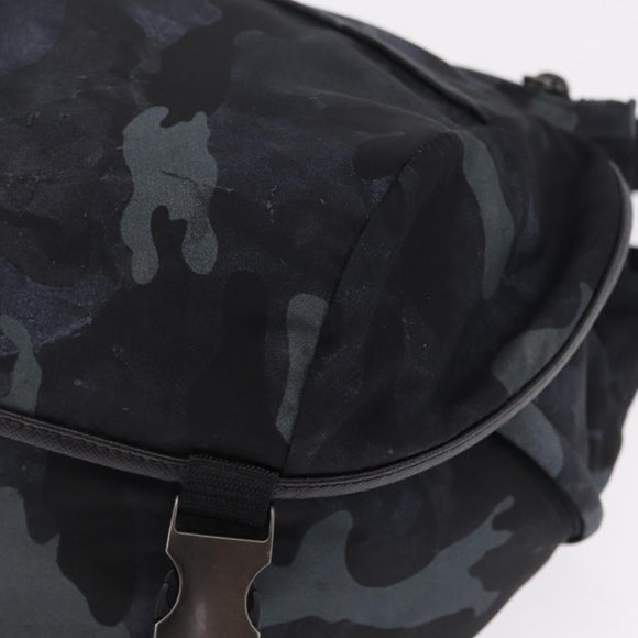 PRADA Camouflage Body Bag Nylon Navy Auth RV036A