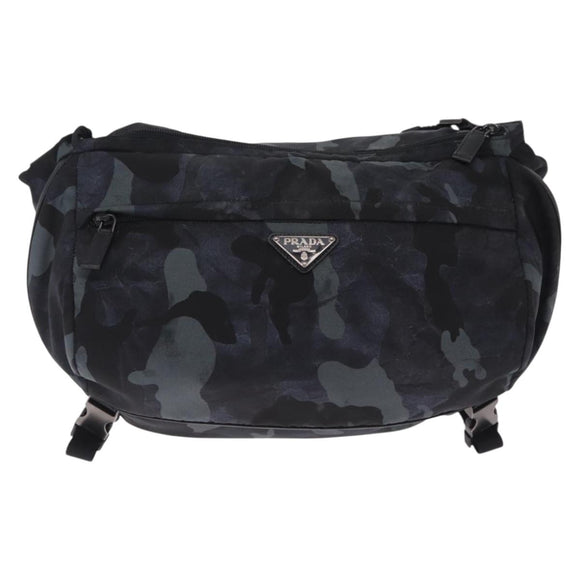 PRADA Camouflage Body Bag Nylon Navy Auth RV036A