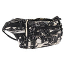 PRADA Comic Illustration Body Bag Nylon Black White Auth RV037A-1
