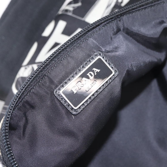 PRADA Comic Illustration Body Bag Nylon Black White Auth RV037A