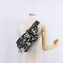 PRADA Comic Illustration Body Bag Nylon Black White Auth RV037A-26