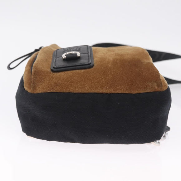 LOEWE Body Bag Suede BFLXFXSX01-1628 Brown Silver Auth RV038V