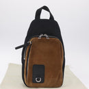 LOEWE Body Bag Suede BFLXFXSX01-1628 Brown Silver Auth RV038V-27