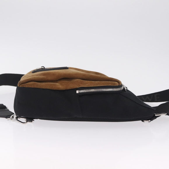 LOEWE Body Bag Suede BFLXFXSX01-1628 Brown Silver Auth RV038V