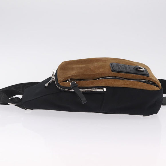 LOEWE Body Bag Suede BFLXFXSX01-1628 Brown Silver Auth RV038V