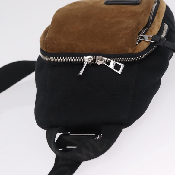 LOEWE Body Bag Suede BFLXFXSX01-1628 Brown Silver Auth RV038V