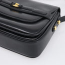 GUCCI Old Gucci Interlocking Shoulder Bag Leather Black Gold Auth RV041V-10