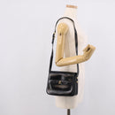 GUCCI Old Gucci Interlocking Shoulder Bag Leather Black Gold Auth RV041V-24