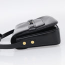 GUCCI Old Gucci Interlocking Shoulder Bag Leather Black Gold Auth RV041V-4