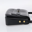 GUCCI Old Gucci Interlocking Shoulder Bag Leather Black Gold Auth RV041V-5