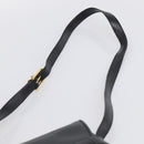 GUCCI Old Gucci Interlocking Shoulder Bag Leather Black Gold Auth RV041V-8