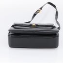 GUCCI Old Gucci Interlocking Shoulder Bag Leather Black Gold Auth RV041V-9
