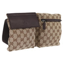 GUCCI GG Canvas Waist Bag Beige Silver 28566 Auth RV064A-1