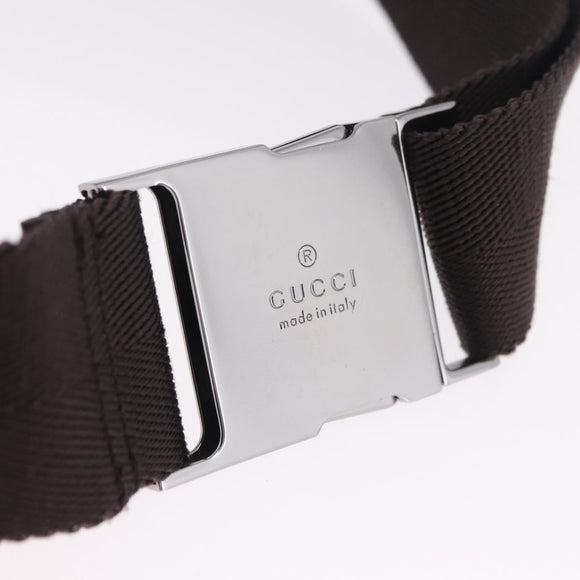 GUCCI GG Canvas Waist Bag Beige Silver 28566 Auth RV064A