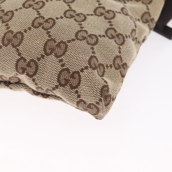 GUCCI GG Canvas Waist Bag Beige Silver 28566 Auth RV064A