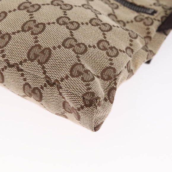 GUCCI GG Canvas Waist Bag Beige Silver 28566 Auth RV064A