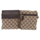 GUCCI GG Canvas Waist Bag Beige Silver 28566 Auth RV064A-2