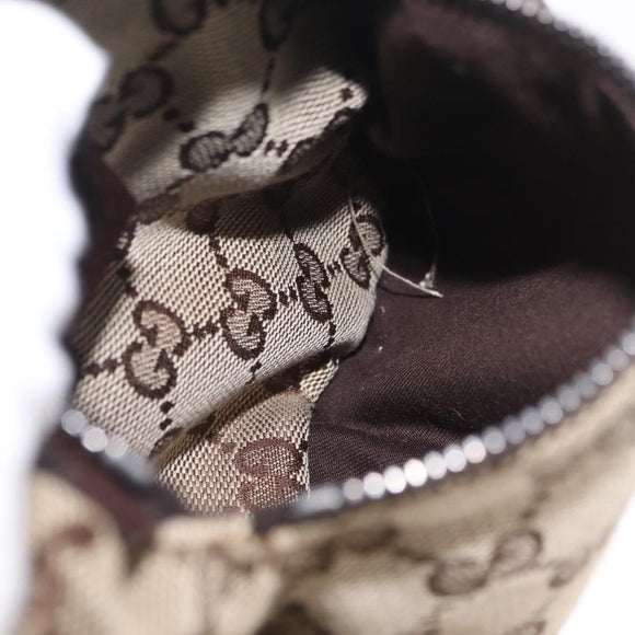 GUCCI GG Canvas Waist Bag Beige Silver 28566 Auth RV064A