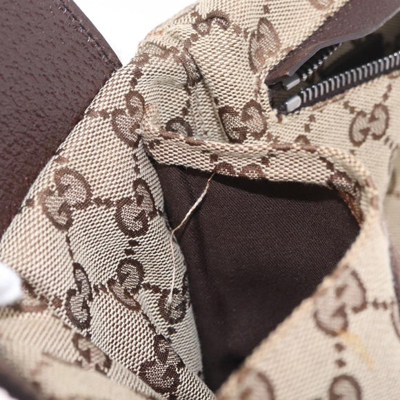 GUCCI GG Canvas Waist Bag Beige Silver 28566 Auth RV064A