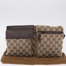 GUCCI GG Canvas Waist Bag Beige Silver 28566 Auth RV064A-30