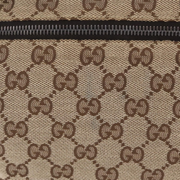 GUCCI GG Canvas Waist Bag Beige Silver 28566 Auth RV064A