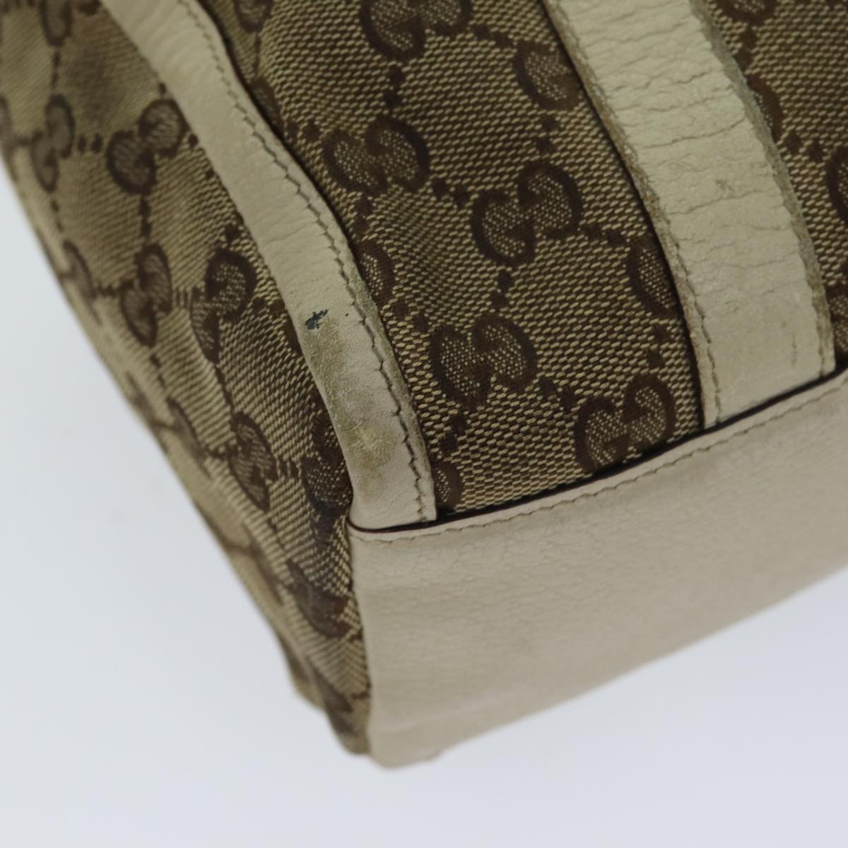 GUCCI GG Canvas Hand Bag Beige 130942 Auth S1577