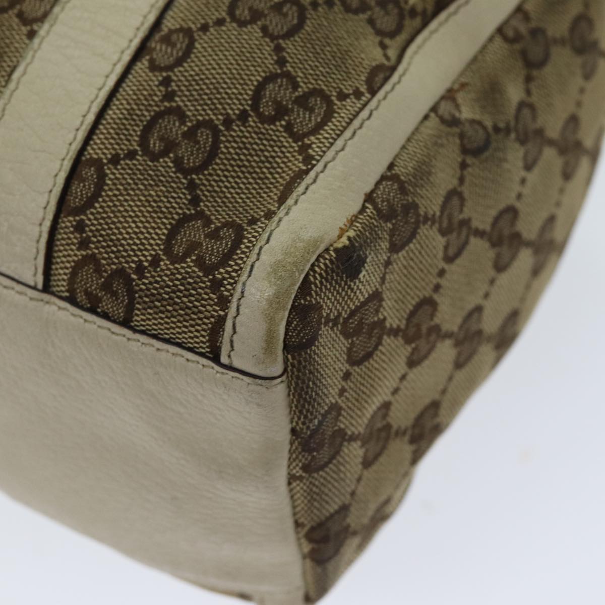 GUCCI GG Canvas Hand Bag Beige 130942 Auth S1577